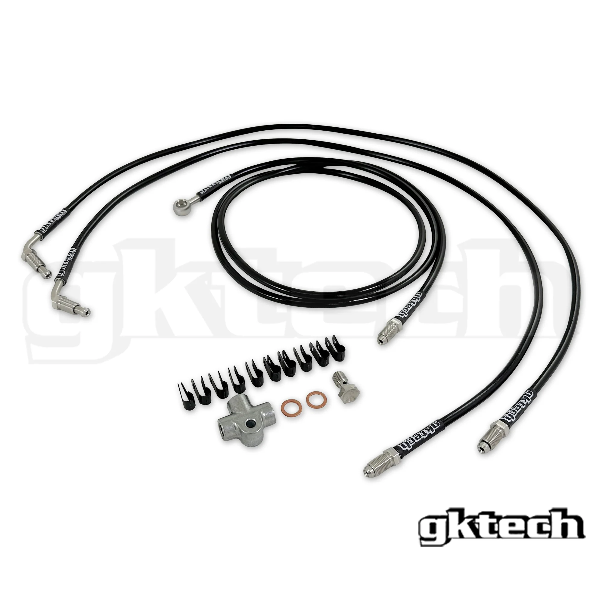 2 pot Nissan stand alone SS braided brake line kit - Image 3