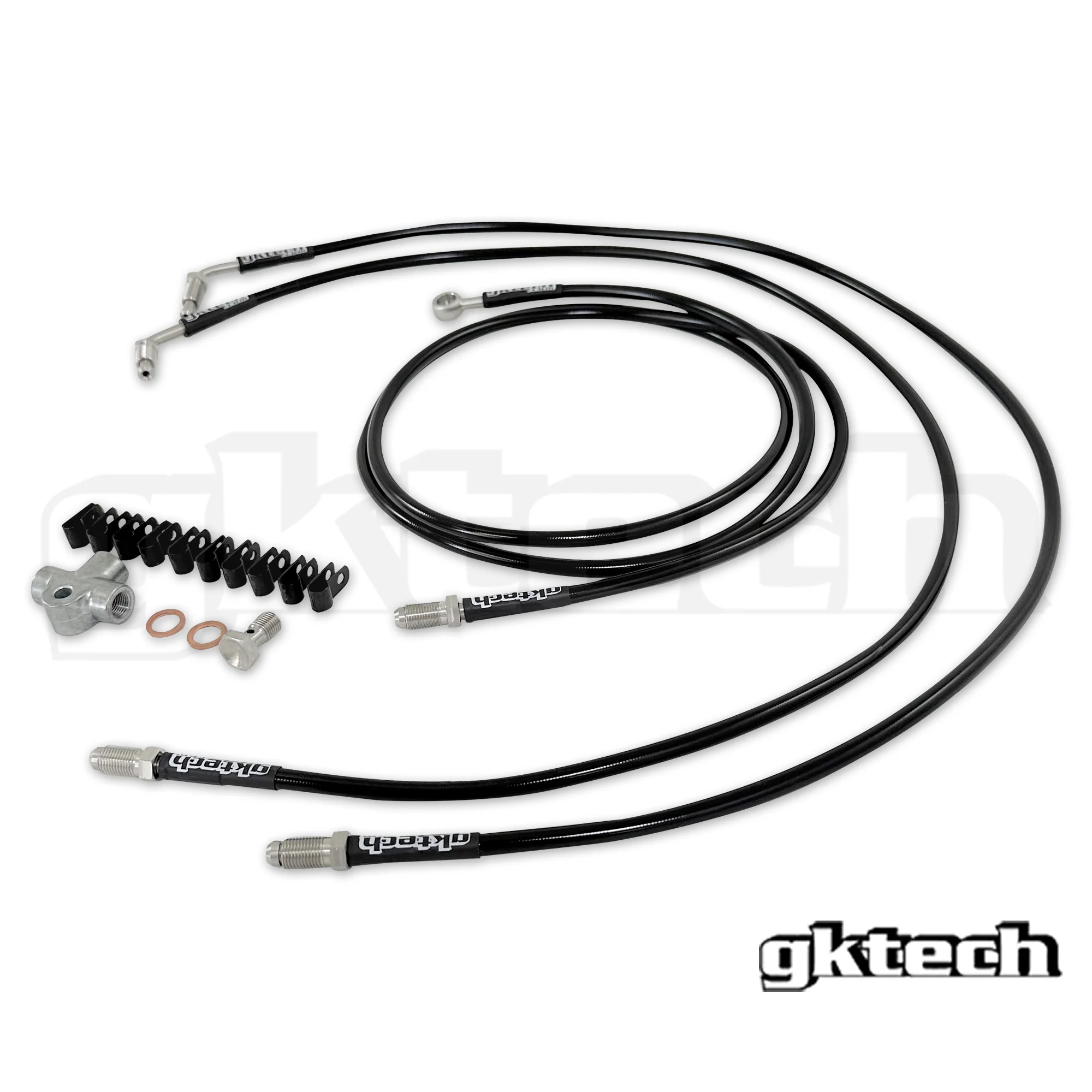 2 pot Nissan stand alone SS braided brake line kit - Image 4
