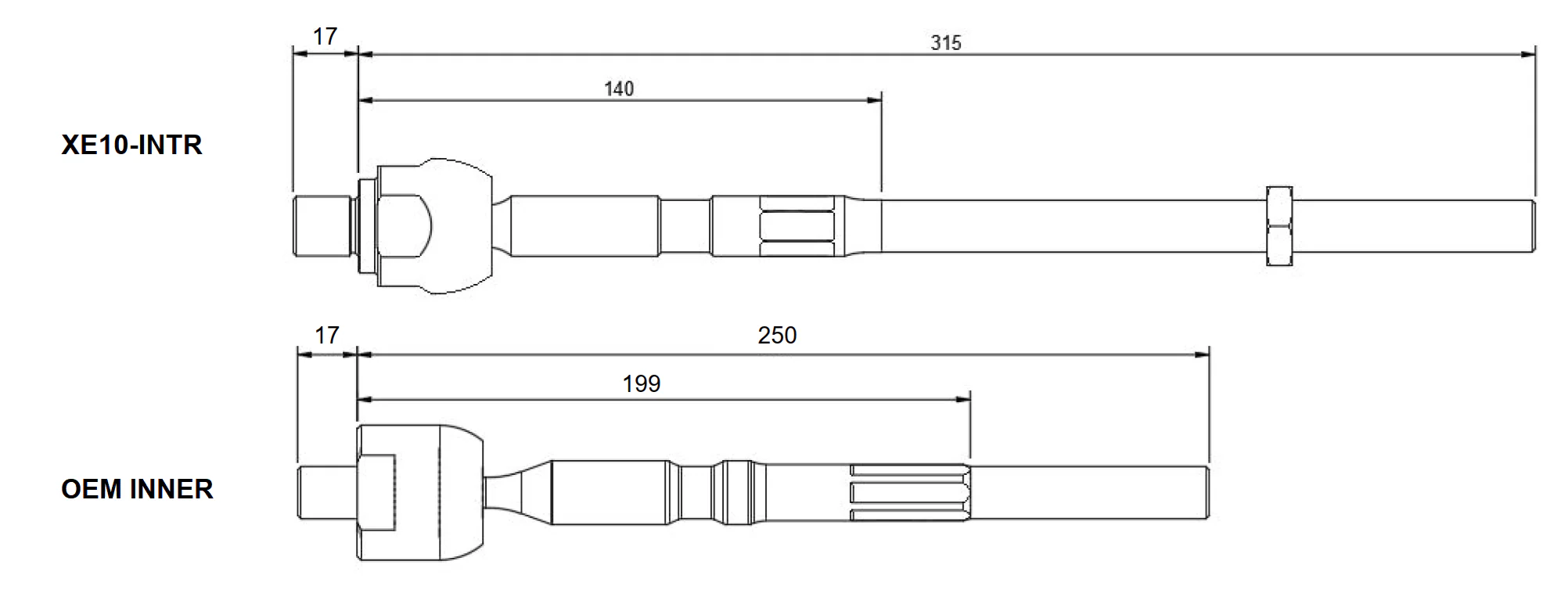 Lexus IS200/IS300 Super Lock Replacement Inner Tie Rod - SOLD INDIVIDUALLY - Image 4