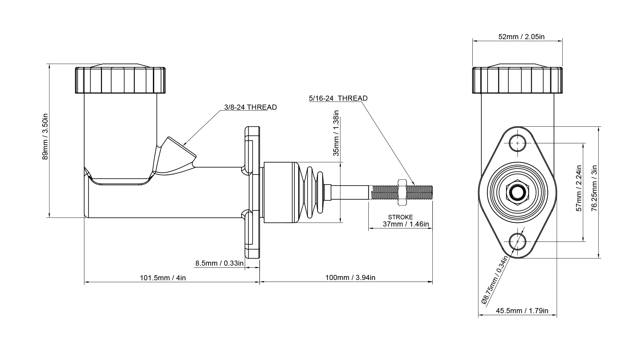 Stand-alone 5/8" internal reservoir master cylinder - Image 3